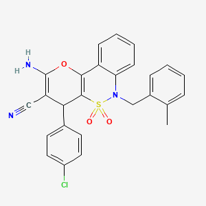 2-Amino-4-(4-chlorophenyl)-6-(2-methylbenzyl)-4,6-dihydropyrano[3,2-c][2,1]benzothiazine-3-carbonitrile 5,5-dioxide