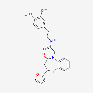N-(3,4-dimethoxyphenethyl)-2-(2-(furan-2-yl)-4-oxo-3,4-dihydrobenzo[b][1,4]thiazepin-5(2H)-yl)acetamide