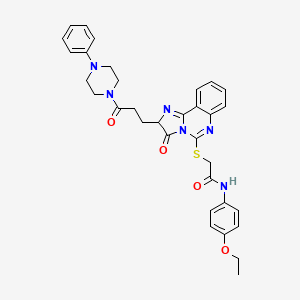 molecular formula C33H34N6O4S B2385160 N-(4-ethoxyphenyl)-2-({3-oxo-2-[3-oxo-3-(4-phenylpiperazin-1-yl)propyl]-2,3-dihydroimidazo[1,2-c]quinazolin-5-yl}thio)acetamide CAS No. 1101788-90-2