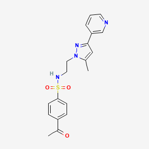 4-acetyl-N-(2-(5-methyl-3-(pyridin-3-yl)-1H-pyrazol-1-yl)ethyl)benzenesulfonamide