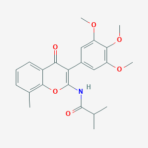 molecular formula C23H25NO6 B2385182 2-methyl-N-[8-methyl-4-oxo-3-(3,4,5-trimethoxyphenyl)-4H-chromen-2-yl]propanamide CAS No. 883962-34-3