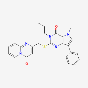 2-(((5-methyl-4-oxo-7-phenyl-3-propyl-4,5-dihydro-3H-pyrrolo[3,2-d]pyrimidin-2-yl)thio)methyl)-4H-pyrido[1,2-a]pyrimidin-4-one