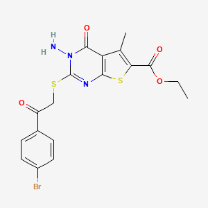 Ethyl 3-amino-2-[2-(4-bromophenyl)-2-oxoethyl]sulfanyl-5-methyl-4-oxothieno[2,3-d]pyrimidine-6-carboxylate