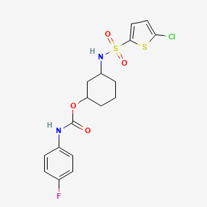 molecular formula C17H18ClFN2O4S2 B2385207 3-(5-Chlorothiophene-2-sulfonamido)cyclohexyl (4-fluorophenyl)carbamate CAS No. 1351630-86-8