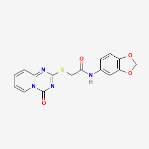 molecular formula C16H12N4O4S B2385218 N-(1,3-benzodioxol-5-yl)-2-(4-oxopyrido[1,2-a][1,3,5]triazin-2-yl)sulfanylacetamide CAS No. 896327-30-3