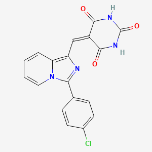 molecular formula C18H11ClN4O3 B2385222 5-((3-(4-chlorophenyl)imidazo[1,5-a]pyridin-1-yl)methylene)pyrimidine-2,4,6(1H,3H,5H)-trione CAS No. 438489-57-7