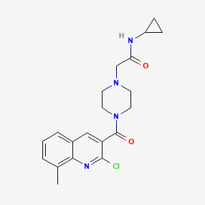 molecular formula C20H23ClN4O2 B2385224 2-[4-(2-chloro-8-methylquinoline-3-carbonyl)piperazin-1-yl]-N-cyclopropylacetamide CAS No. 2094543-20-9