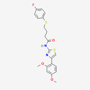 molecular formula C21H21FN2O3S2 B2385233 N-(4-(2,4-dimethoxyphenyl)thiazol-2-yl)-4-((4-fluorophenyl)thio)butanamide CAS No. 922913-52-8