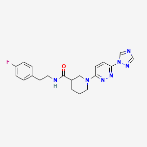 molecular formula C20H22FN7O B2385238 1-(6-(1H-1,2,4-triazol-1-yl)pyridazin-3-yl)-N-(4-fluorophenethyl)piperidine-3-carboxamide CAS No. 1798464-36-4