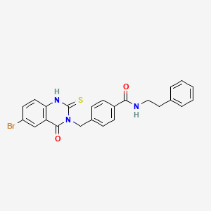 4-((6-bromo-4-oxo-2-thioxo-1,2-dihydroquinazolin-3(4H)-yl)methyl)-N-phenethylbenzamide