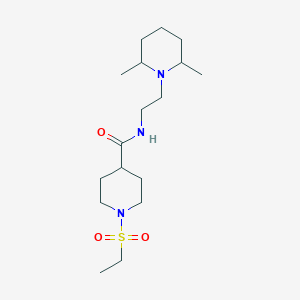 molecular formula C17H33N3O3S B2385241 N-(2-(2,6-二甲基哌啶-1-基)乙基)-1-(乙磺酰基)哌啶-4-甲酰胺 CAS No. 705960-00-5