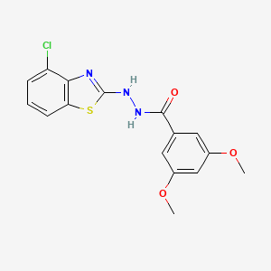 molecular formula C16H14ClN3O3S B2385242 N'-(4-chloro-1,3-benzothiazol-2-yl)-3,5-dimethoxybenzohydrazide CAS No. 851979-11-8