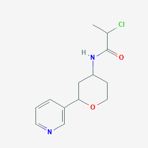 molecular formula C13H17ClN2O2 B2385249 2-Chloro-N-(2-pyridin-3-yloxan-4-yl)propanamide CAS No. 2411253-52-4
