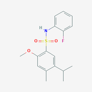 B2385274 N-(2-Fluorophenyl)-2-methoxy-4-methyl-5-propan-2-ylbenzenesulfonamide CAS No. 2361873-73-4