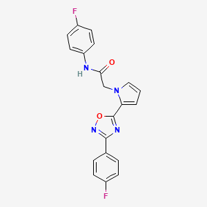 molecular formula C20H14F2N4O2 B2385276 N-(4-fluorophenyl)-2-{2-[3-(4-fluorophenyl)-1,2,4-oxadiazol-5-yl]-1H-pyrrol-1-yl}acetamide CAS No. 1260631-34-2