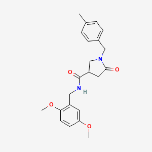molecular formula C22H26N2O4 B2385281 N-[(2,5-Dimethoxyphenyl)methyl]-1-[(4-methylphenyl)methyl]-5-oxopyrrolidine-3-carboxamide CAS No. 2380193-40-6