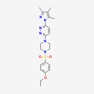 molecular formula C22H28N6O3S B2385284 3-(4-((4-ethoxyphenyl)sulfonyl)piperazin-1-yl)-6-(3,4,5-trimethyl-1H-pyrazol-1-yl)pyridazine CAS No. 1013819-87-8