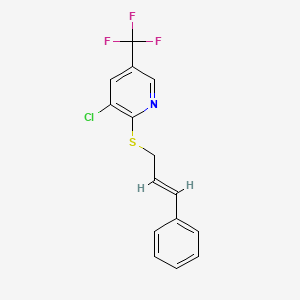 molecular formula C15H11ClF3NS B2385288 3-Chloro-2-[(3-phenyl-2-propenyl)sulfanyl]-5-(trifluoromethyl)pyridine CAS No. 321430-93-7