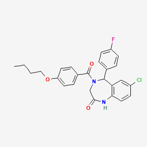 molecular formula C26H24ClFN2O3 B2385290 4-(4-butoxybenzoyl)-7-chloro-5-(4-fluorophenyl)-3,5-dihydro-1H-1,4-benzodiazepin-2-one CAS No. 533879-07-1