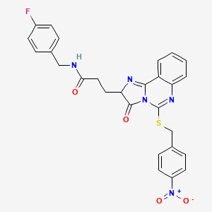 molecular formula C27H22FN5O4S B2385300 N-[(4-fluorophenyl)methyl]-3-[5-[(4-nitrophenyl)methylsulfanyl]-3-oxo-2H-imidazo[1,2-c]quinazolin-2-yl]propanamide CAS No. 1039013-53-0