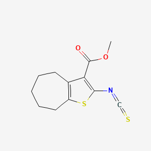 molecular formula C12H13NO2S2 B2385301 methyl 2-isothiocyanato-5,6,7,8-tetrahydro-4H-cyclohepta[b]thiophene-3-carboxylate CAS No. 588695-57-2