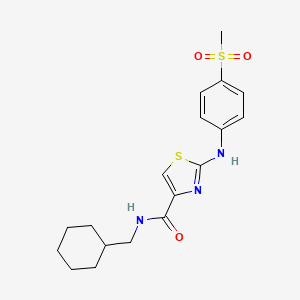 molecular formula C18H23N3O3S2 B2385305 N-(cyclohexylmethyl)-2-((4-(methylsulfonyl)phenyl)amino)thiazole-4-carboxamide CAS No. 1170447-88-7