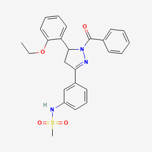 molecular formula C25H25N3O4S B2385308 N-(3-(1-benzoyl-5-(2-ethoxyphenyl)-4,5-dihydro-1H-pyrazol-3-yl)phenyl)methanesulfonamide CAS No. 852141-86-7