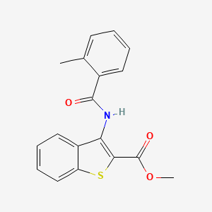 molecular formula C18H15NO3S B2385311 Methyl 3-(2-methylbenzamido)benzo[b]thiophene-2-carboxylate CAS No. 477490-13-4