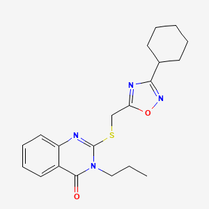 molecular formula C20H24N4O2S B2385315 2-(((3-cyclohexyl-1,2,4-oxadiazol-5-yl)methyl)thio)-3-propylquinazolin-4(3H)-one CAS No. 2319897-30-6