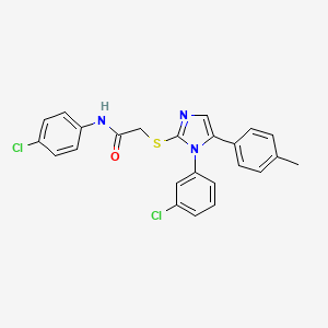 molecular formula C24H19Cl2N3OS B2385331 N-(4-chlorophenyl)-2-((1-(3-chlorophenyl)-5-(p-tolyl)-1H-imidazol-2-yl)thio)acetamide CAS No. 1207045-19-9