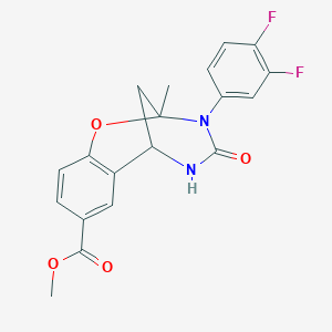 molecular formula C19H16F2N2O4 B2385338 methyl 3-(3,4-difluorophenyl)-2-methyl-4-oxo-3,4,5,6-tetrahydro-2H-2,6-methanobenzo[g][1,3,5]oxadiazocine-8-carboxylate CAS No. 899962-67-5