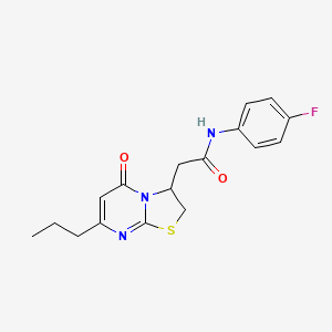 molecular formula C17H18FN3O2S B2385349 N-(4-fluorophenyl)-2-(5-oxo-7-propyl-3,5-dihydro-2H-thiazolo[3,2-a]pyrimidin-3-yl)acetamide CAS No. 952995-67-4