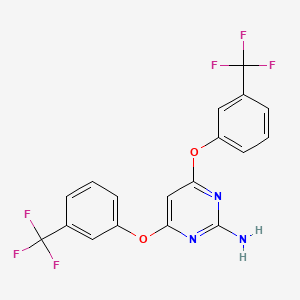 molecular formula C18H11F6N3O2 B2385358 4,6-Bis[3-(trifluoromethyl)phenoxy]pyrimidin-2-amine CAS No. 866154-31-6