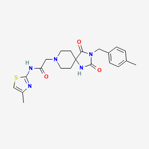 molecular formula C21H25N5O3S B2385359 2-(3-(4-methylbenzyl)-2,4-dioxo-1,3,8-triazaspiro[4.5]decan-8-yl)-N-(4-methylthiazol-2-yl)acetamide CAS No. 923682-49-9