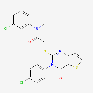 molecular formula C21H15Cl2N3O2S2 B2385362 N-(3-chlorophenyl)-2-{[3-(4-chlorophenyl)-4-oxo-3,4-dihydrothieno[3,2-d]pyrimidin-2-yl]sulfanyl}-N-methylacetamide CAS No. 1260622-33-0