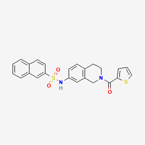 molecular formula C24H20N2O3S2 B2385366 N-(2-(thiophene-2-carbonyl)-1,2,3,4-tetrahydroisoquinolin-7-yl)naphthalene-2-sulfonamide CAS No. 955725-81-2