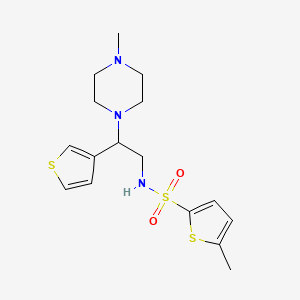 molecular formula C16H23N3O2S3 B2385368 5-methyl-N-(2-(4-methylpiperazin-1-yl)-2-(thiophen-3-yl)ethyl)thiophene-2-sulfonamide CAS No. 946304-42-3