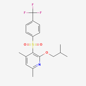 molecular formula C18H20F3NO3S B2385369 2-Isobutoxy-4,6-dimethyl-3-pyridinyl 4-(trifluoromethyl)phenyl sulfone CAS No. 339276-95-8