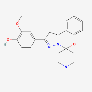 molecular formula C22H25N3O3 B2385374 2-Methoxy-4-(1'-methyl-1,10b-dihydrospiro[benzo[e]pyrazolo[1,5-c][1,3]oxazine-5,4'-piperidin]-2-yl)phenol CAS No. 376370-06-8