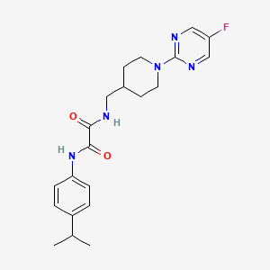 molecular formula C21H26FN5O2 B2385384 N1-((1-(5-fluoropyrimidin-2-yl)piperidin-4-yl)methyl)-N2-(4-isopropylphenyl)oxalamide CAS No. 2034381-41-2