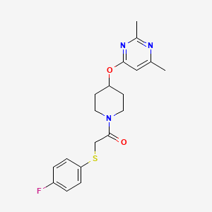 molecular formula C19H22FN3O2S B2385387 1-(4-((2,6-Dimethylpyrimidin-4-yl)oxy)piperidin-1-yl)-2-((4-fluorophenyl)thio)ethanone CAS No. 2034472-73-4