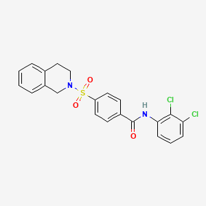 molecular formula C22H18Cl2N2O3S B2385390 N-(2,3-dichlorophenyl)-4-((3,4-dihydroisoquinolin-2(1H)-yl)sulfonyl)benzamide CAS No. 476326-24-6