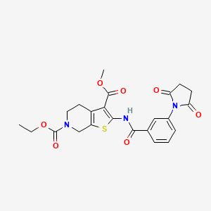 molecular formula C23H23N3O7S B2385394 6-ethyl 3-methyl 2-(3-(2,5-dioxopyrrolidin-1-yl)benzamido)-4,5-dihydrothieno[2,3-c]pyridine-3,6(7H)-dicarboxylate CAS No. 921166-06-5