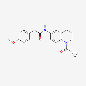 molecular formula C22H24N2O3 B2385396 N-[1-(cyclopropanecarbonyl)-3,4-dihydro-2H-quinolin-6-yl]-2-(4-methoxyphenyl)acetamide CAS No. 946317-59-5