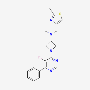 molecular formula C19H20FN5S B2385399 1-(5-Fluoro-6-phenylpyrimidin-4-yl)-N-methyl-N-[(2-methyl-1,3-thiazol-4-yl)methyl]azetidin-3-amine CAS No. 2380034-40-0
