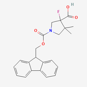 molecular formula C22H22FNO4 B2385403 1-(9H-Fluoren-9-ylmethoxycarbonyl)-3-fluoro-4,4-dimethylpyrrolidine-3-carboxylic acid CAS No. 2460757-36-0