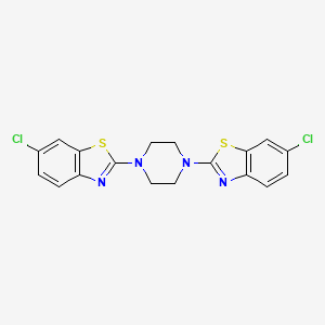 molecular formula C18H14Cl2N4S2 B2385406 1,4-Bis(6-chlorobenzo[d]thiazol-2-yl)piperazine CAS No. 863001-13-2