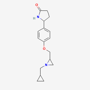 molecular formula C17H22N2O2 B2385410 5-[4-[[1-(Cyclopropylmethyl)aziridin-2-yl]methoxy]phenyl]pyrrolidin-2-one CAS No. 2418695-18-6