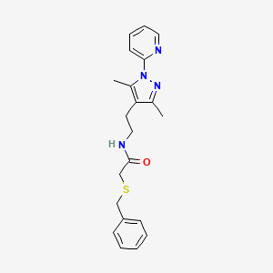 2-(benzylthio)-N-(2-(3,5-dimethyl-1-(pyridin-2-yl)-1H-pyrazol-4-yl)ethyl)acetamide