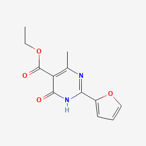 molecular formula C12H12N2O4 B2385412 Ethyl 2-(furan-2-yl)-4-methyl-6-oxo-1,6-dihydropyrimidine-5-carboxylate CAS No. 941190-95-0